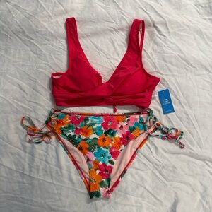 Cupshe Pink and Floral Bikini Set